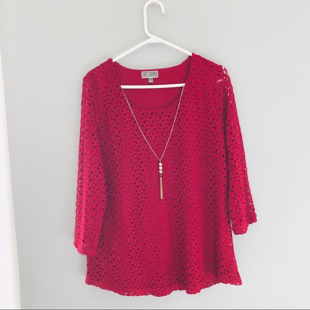 🔵Jm Collection: Red Long Sleeves Blouse🔵